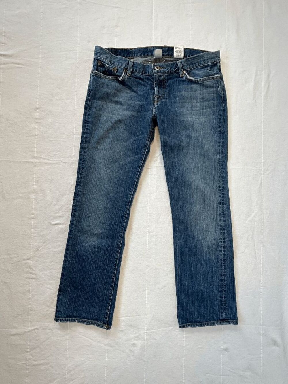 Lucky Brand Dungarees Low Rise Jeans USA Made, Thrashed, 2000's Size 14/32